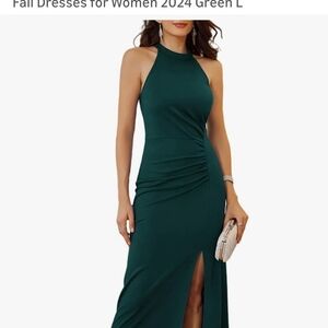 Grace Karin Elegant Green Halterneck Style Dress Size LARGE NWT